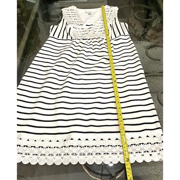 DRESSBARN WOMENS WHITE/NAVY STRIPE SIDE ZIP-UP CLOSURE KNEE LENGHT DRESS SIZE 8 - Picture 6 of 6